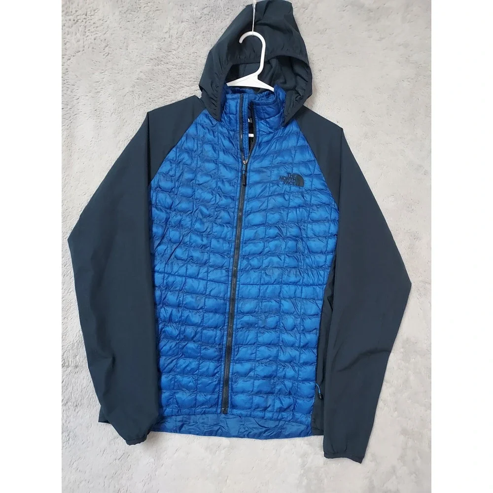 The North Face Jacket Mens Small Thermoball Hybrid Hoodie Blue Full Zip Outdoor